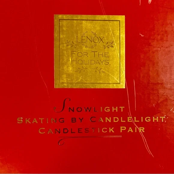 LENOX Snowlight Skating-By-Candlelight Candlestick Pair - Picture 2 of 7